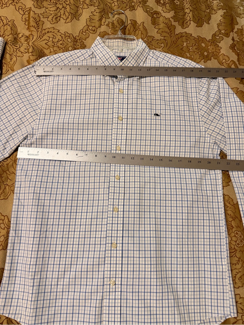 Vineyard Vines Men’s Classic Fit Whale Button Down Shirt Plaid, White Blue, Sz M - Picture 10 of 12